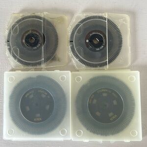 4 vintage Xerox daisy font wheels in cases
